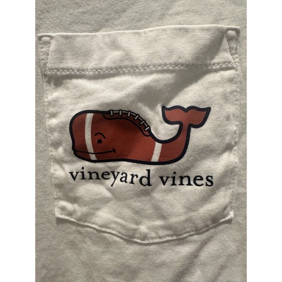 Men's White Vineyard Vines Long Sleeve Football Whale Crewneck T-shirt, Size XS - Picture 3 of 4